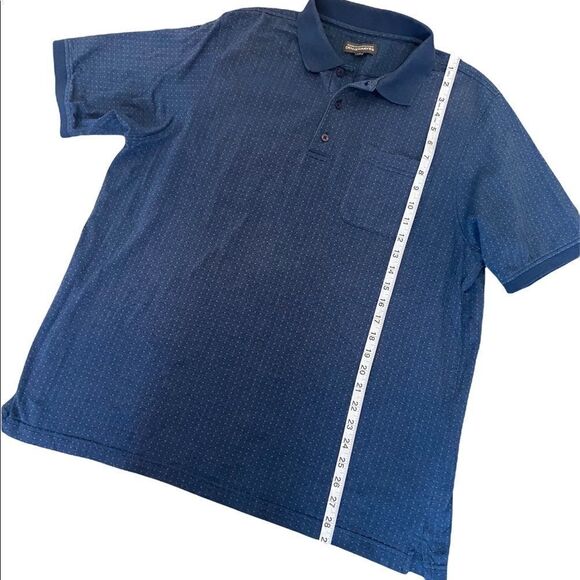 MENS DENVER HAYES Blue Printed Short Sleeve Casual Polo Shirt L - Picture 5 of 8